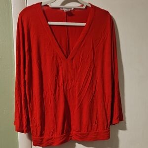 Women's Red V-Neck Top